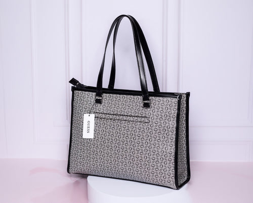 Bolsa Guess tote monogram negra