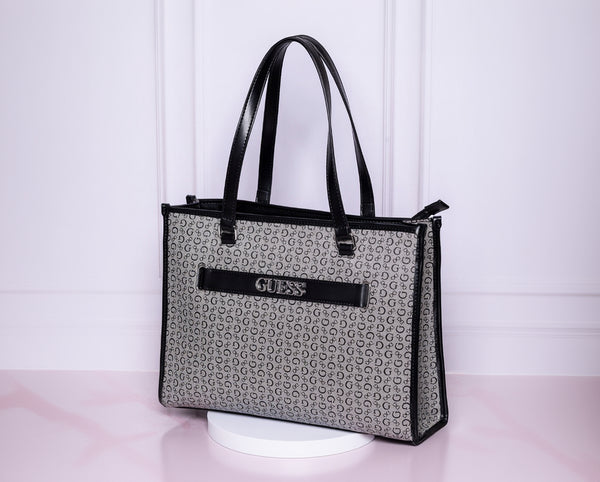 Bolsa Guess tote monogram negra