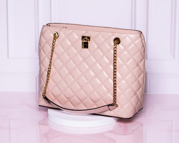 Bolso tote Guess acolchado rosa nude