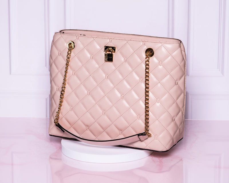 Bolso tote Guess acolchado rosa nude